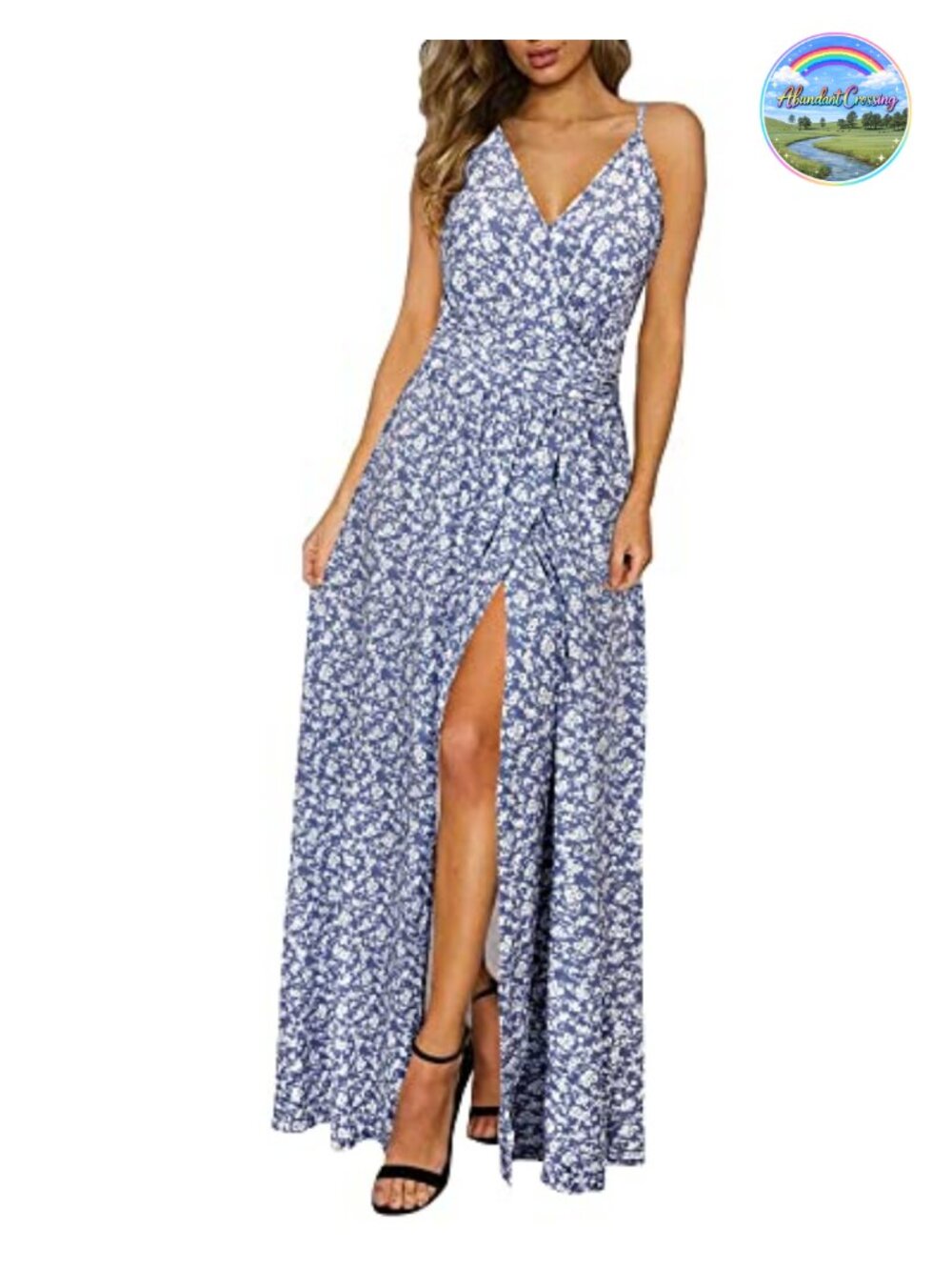 Women's Lightweight Flowy V Neck Split Maxi Dress Wedding Guest Beach Vacation